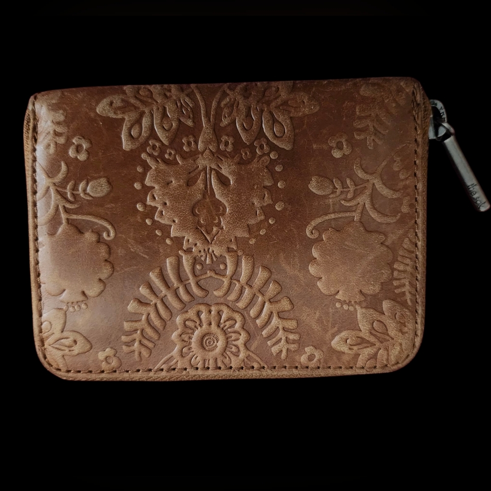 Embossed Brown Leather Wallet